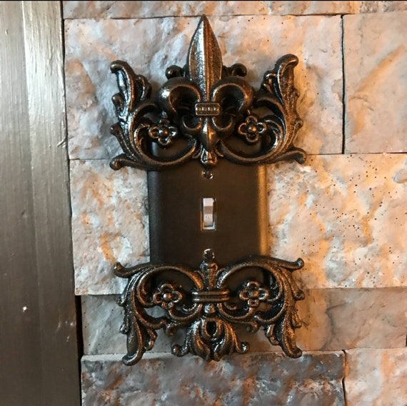 FLEUR DE LIS STONE IMAGE HOME WALL DECOR SINGLE LIGHT SWITCH PLATE