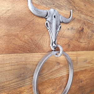 Longhorn Bathroom Towel Ring PICK your COLOR and SIZE Cast Iron Towel Ring Towel Hanger Ranch Cabin Bath Western decor image 10