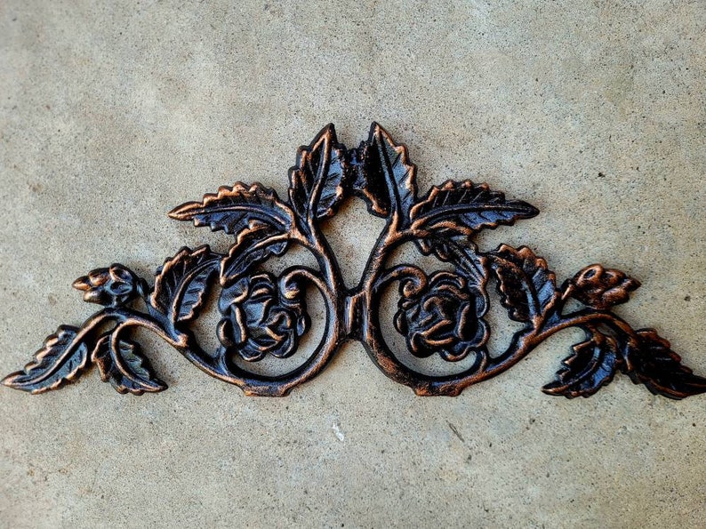 Iron Over door Topper Rose Pediment PICK YOUR COLOR Metal Old World Victorian Kitchen Cabinet Hardware Wall Plaque FleurDeLisJunkie image 1