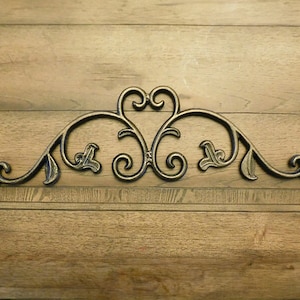 24 in. Cast Iron Topper | PICK YOUR COLOR | Pediment | Wall Plaque | Old World | Tuscan | Medieval | Door Pediment | FleurDeLisJunkie