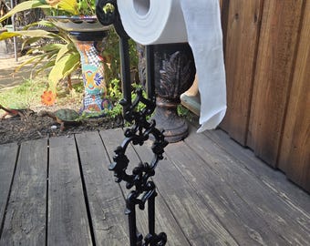 Toilet Paper Holder Stand for Bathroom | Iron TP Holder | Original Design | Tuscan Farmhouse Traditional Transitional Decor
