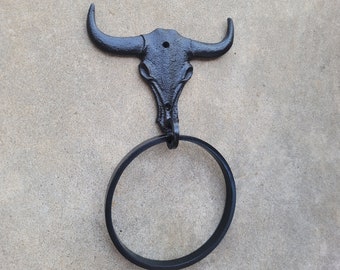 Longhorn Bathroom Towel Ring | Pick Your Color and Size | Cast Iron Towel Ring | Towel Hanger | Ranch Cabin Bath | Western decor |