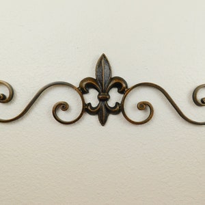 Cast Iron Fleur de Lis Topper Pediment Metal Art. PICK YOUR COLOR. French New Orleans Decor