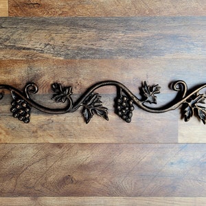 Grapevine Topper Cast Iron 21.5 Pediment wine cellar decor wine decor French Country Tuscan valance FleurDeLisJunkie image 1