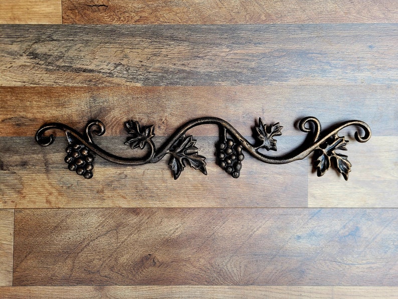 Grapevine Topper Cast Iron 21.5 Pediment wine cellar decor wine decor French Country Tuscan valance FleurDeLisJunkie image 1