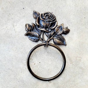Rose Towel Ring | Medallion | Pick Your Color and Size | Cast Iron Towel Ring | Towel Hanger | Shabby Chic Bathroom | Victorian Vintage look