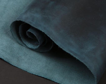 Premium Rustic Dark Teal Aniline Full Grain Leather Hide – 1.4mm (3oz) Leather for Bags | 2m2 (3oz) | Natural Finish, Vegetable Tanned
