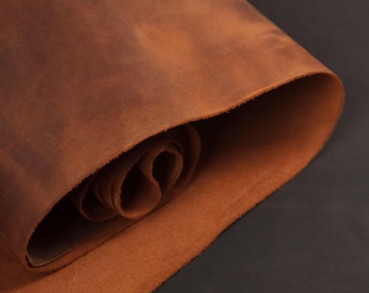 Piel de Caballo Loco Marrón Rústico - Piel de Vaca de Grano Completo de Curtido Vegetal (1,6 mm) - Piel 100% para Bolsos, Muebles, Carteras y Marroquinería de Primera Calidad