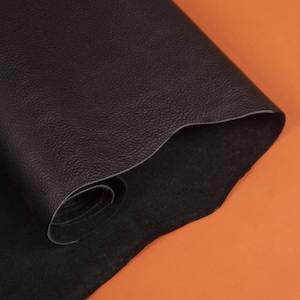 Black Full Grain Cowhide Leather, 0.8-1.2mm (2-3oz) Floter Soft Thin Genuine Leather Hide, 20-25 SqFt (2-2.2m2) Vegetable Tanned Upholstery