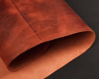 Red Tabby Crazy Horse Leather Hide – Full Grain Cowhide 1.6mm (4oz) | Vegetable Tanned Leather for DIY Crafts, Bags, Premium Rustic Leather