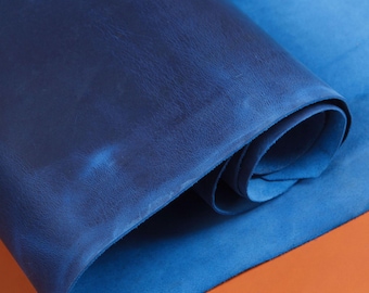 Cuir véritable bleu fou, cuir de vachette pleine fleur tanné végétal haut de gamme - cuir haut de gamme de 1,8 mm d'épaisseur pour la réalisation de projets de bricolage