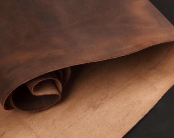 Dark Brown Crazy Horse Leather Hide – Premium Full Grain Cowhide (2m2, 1.6mm / 4oz, Veg Tanned) High-End Leather for Bags, Wallets, Shoes