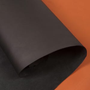 Black Matte Full Grain Vachetta Cowhide Leather Genuine Vegetable-Tanned, 1.4mm (3-4oz) Soft Handmade Natural Leather for DIY, Furniture