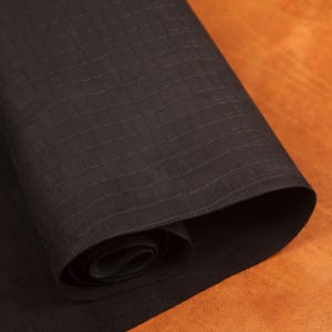 Black Matte Stone Pattern Full Grain Leather, 2m2 | 100% Genuine | Vegetable Tanned | 1.2mm (3 oz) 20–25 Sq Ft, Full Hide Soft Leather Croco