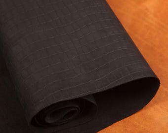 Czarna matowa skóra licowa z wzorem kamienia, 2 m2 | 100% oryginalna | garbowana roślinnie | 1,2 mm (3 uncje) 20–25 stóp kwadratowych, pełna skóra krokodyla