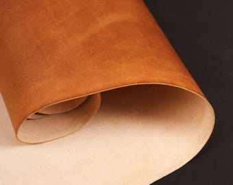 Caramel Brown Full Grain Leather – Vegetable Tanned Cowhide Hide | 1.2mm (3–4 oz) | 20–25 Sq Ft, Premium Caramel Leather Hide | 2 m2