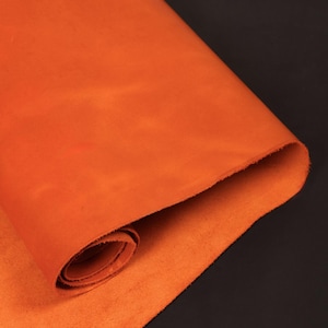 Pelle pieno fiore arancione premium / 2 m², pelle bovina conciata al vegetale / 1,2 mm (3-4 oz) / 20-25 piedi quadrati, progetti fai da te, pelle per artigianato