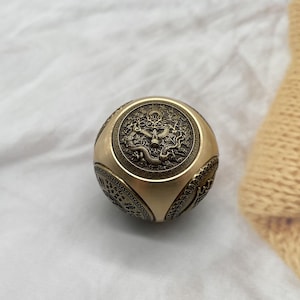 Miedziana zabawka Fidget - mosiężna moneta dobrobytu, chińska obracająca się kostka do gry, sześciokątna kula bogactwa Feng Shui, łagodzenie stresu, prezenty na szczęście