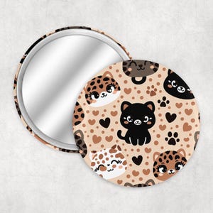 Miroir de poche de 2,25 po. sur le thème des chats kawaii, miroir compact pour sac à main, cadeau amusant pour elle, petit miroir de maquillage, miroir de sac à main, joli miroir à main