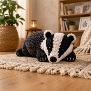 Amigurumi Badger Virkmönster | Virkat Woodland Badger Plyschmönster | Badger Plushie – Animal Amigurumi Pattern (engelsk pdf)