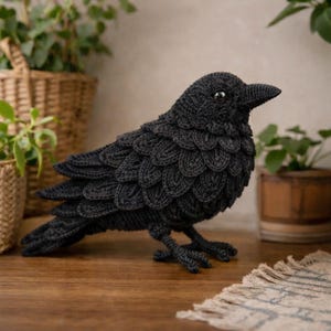 Black Raven Amigurumi Crochet Pattern – Crow Crochet Toy Plushie – Crochet Bird Pattern – Goth Crochet Raven Pattern – English | PDF File