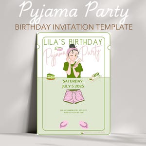 Invitation Anniversaire à Personnaliser – Canva Template Manga / Sushi / Pyjama – Fichier Numérique