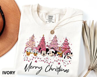 Comfort Colors Mickey And Friends Christmas Shirt, Disney Merry Christmas Shirt, Disney Family Xmas Matching Shirt, The Magic Kingdom Shirts