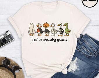 Funny Halloween Goose Shirt: Spooky Season Skeleton Tee
