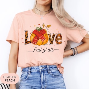 Love Fall Y&#39;All Shirt, Thanksgiving, Leopard Print Fall Shirt, Hello Pumpkin, Fall Vibes, Peace Love Thanksgiving, Family Thanksgiving Shirt