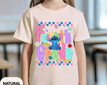 Fourth Grade Disney Stitch Shirt, 4th Grade School T-Shirt, Disney Elementary School Gift Tee, Stitch First Day Of School Group Shirts