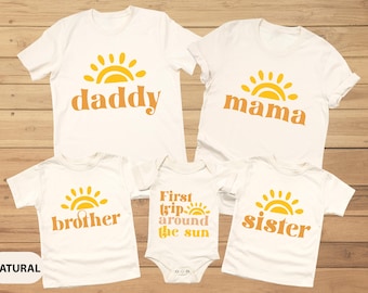 First Trip Around The Sun Birthday Shirt: Boho Family Matching Outfit