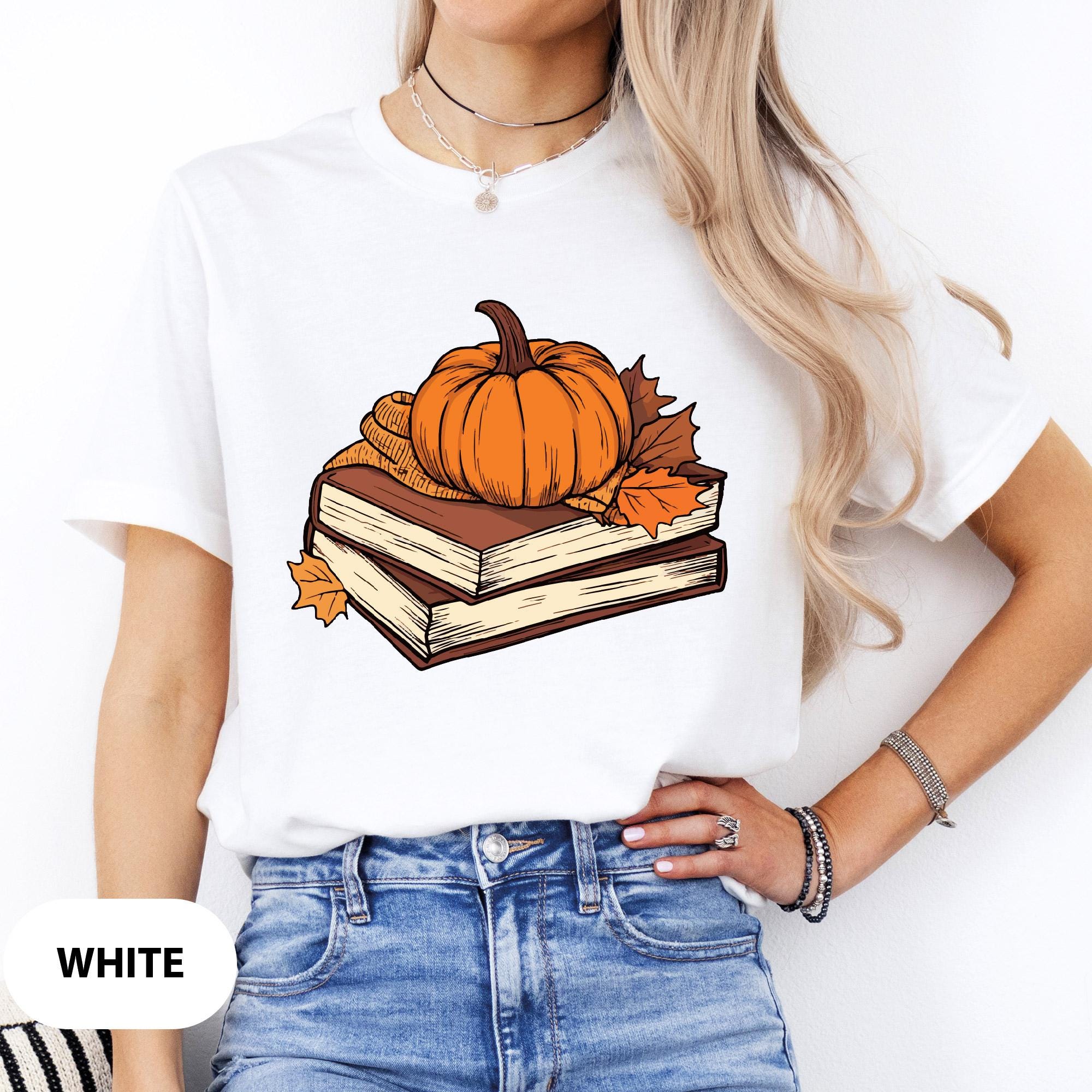 Halloween Teacher T-Shirt - "Read More Booooks" Graphic With Pumpkins, Cute Fall Tee