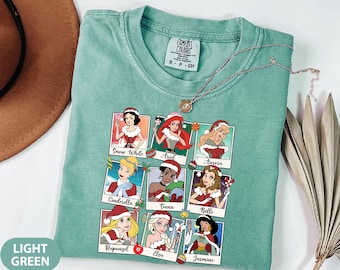 Comfort Colors® Princess Christmas Shirt, Disney Christmas Princess Tee, Disney Girls Trip Shirt, Disney Matching, Princess Cinderella Elsa