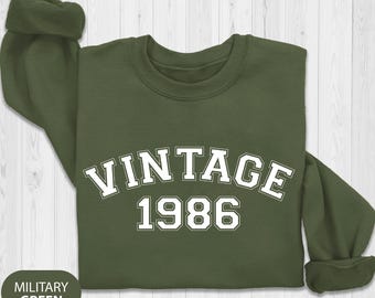 Vintage 1986 Sweatshirt, 40th Birthday Gift For Women, 40th Birthday Gift For Men, 1986 Vintage Gift Sweatshirt, Vintage Est 1986 Sweatshirt