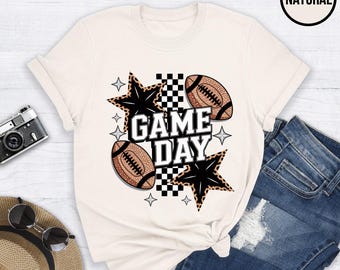 Glitter Football Shirt: Retro Checkered Leopard Coquette - Game Day