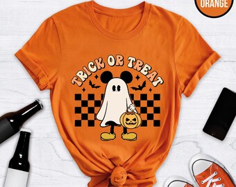 Retro Mickey Halloween Trick Or Treat Shirt, Mickey Skeleton Halloween Shirt, Disney Halloween Party Shirt, Halloween Matching Shirt