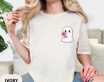 Comfort Colors Pocket Ghost Shirt: Halloween Pumpkin Tee