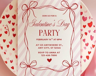 Galentine's Day Invite, Galentine's Girls Night Party, Valentine's Day Invitation, Editable Canva Template
