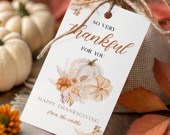 Thanksgiving Favor Tag Printable, Thankful For You Tag, Editable Fall Treat Tag, Fall Teacher Appreciation Gift Tag