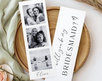 Bridesmaid Proposal Photo Strip, Personalized Bridesmaid Proposal Gift Bookmark, Will You Be My Bridesmaids Card