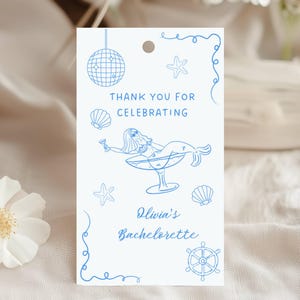 Last Toast On The Coast Bach Thank You Favor Tags, Coastal Bachelorette Decor, Bach Party Favors, Bachelorette Gift Labels, A9