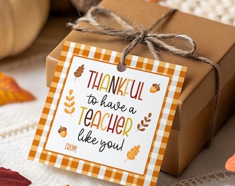 Teacher Thanksgiving Gift Tag Printable, Fall Party Favors, Fall Teacher Appreciation Gift, Fall Treat Tags, Teacher Thank You