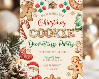Christmas Cookie Decorating Party Invitation, Christmas Gingerbread House Party Invite, Holiday Baking Invite