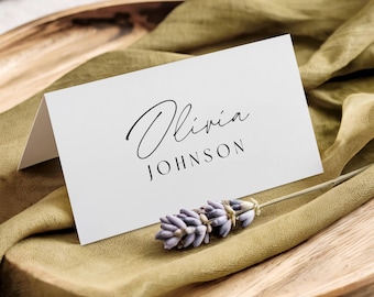 Printable Name Cards, Minimalist Wedding Place Cards, Dinner Party Seating Card Template, Digital Download