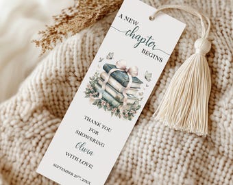 A New Chapter Bookmark Template, Her Next Chapter Begins Bridal Shower Gift Tag, New Chapter Begins Favors, Book Lover Bridal Shower