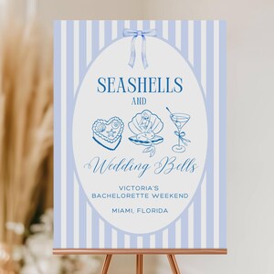 Seashells And Wedding Bells Bachelorette Sign, Beach Bachelorette Welcome Sign Template, Coastal Bach Sign, Last Toast On Coast Bach, A8