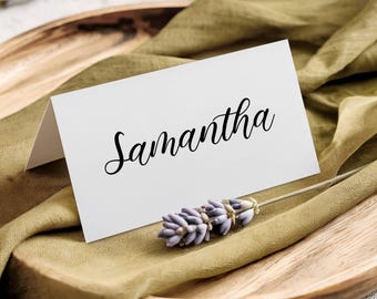 Minimalist Place Card Template, Wedding Name Card Printable, Dinner Party Seating Cards, Editable Elegant Canva Design