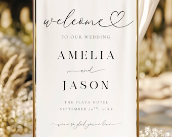Minimalist Wedding Welcome Sign, Editable Elegant Wedding Welcome Sign Template, Simple Wedding Welcome Poster