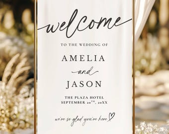 Welcome Wedding Sign Template, Minimalist Elegant Wedding Signs, Editable Welcome Sign Wedding Poster
