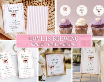 Espresso Martini Bridal Shower Bundle: Editable Invitation & Decor (Digital Download)